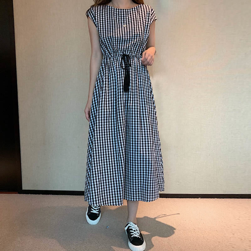 Buddha Stones Casual Eastic Waist Drawstring Design Short Sleeve Cotton Linen Midi Dress - Gray - US8-10，UK/AU12-14，EU40-42 (2XL) - image 24