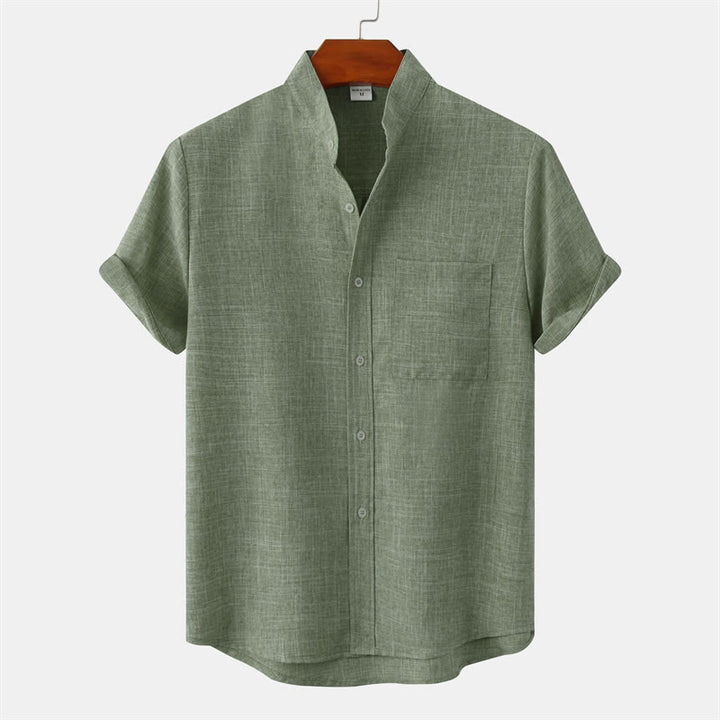Buddha Stones Summer Men's Button Plain Short Sleeve Shirt With Pocket - DarkSeaGreen - US/UK/AU42，EU52 (3XL) - image 0