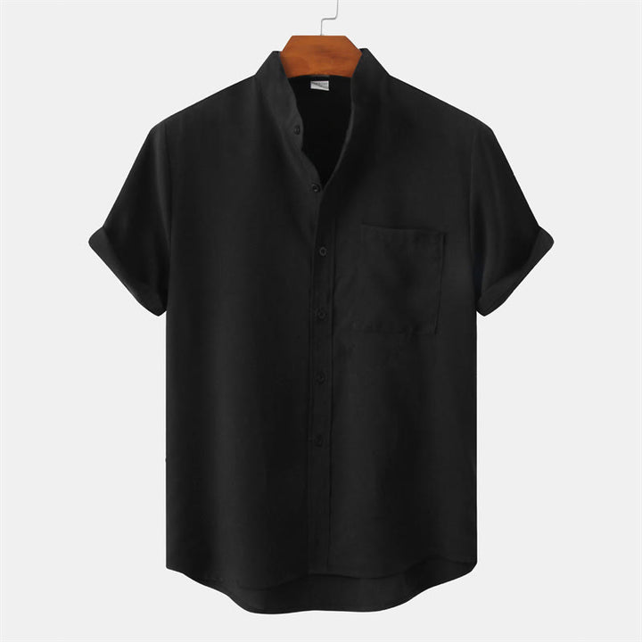 Buddha Stones Summer Men's Button Plain Short Sleeve Shirt With Pocket - Black - US/UK/AU42，EU52 (3XL) - image 7