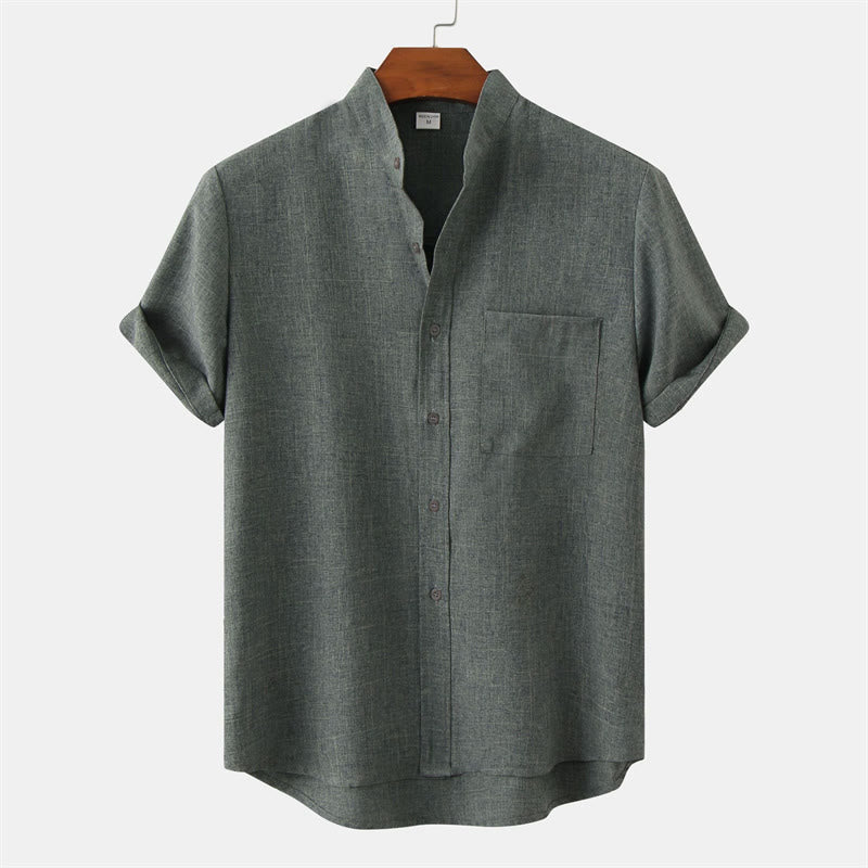 Buddha Stones Summer Men's Button Plain Short Sleeve Shirt With Pocket - MediumAquamarine - US/UK/AU42，EU52 (3XL) - image 28