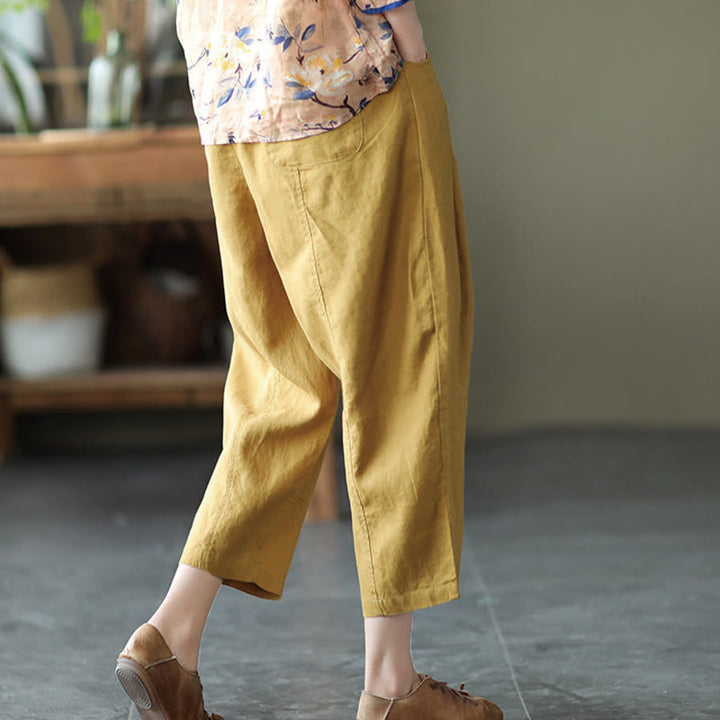 Buddha Stones Summer Casual Splicing Plain Design Women's Harem Pants With Pockets - image 3