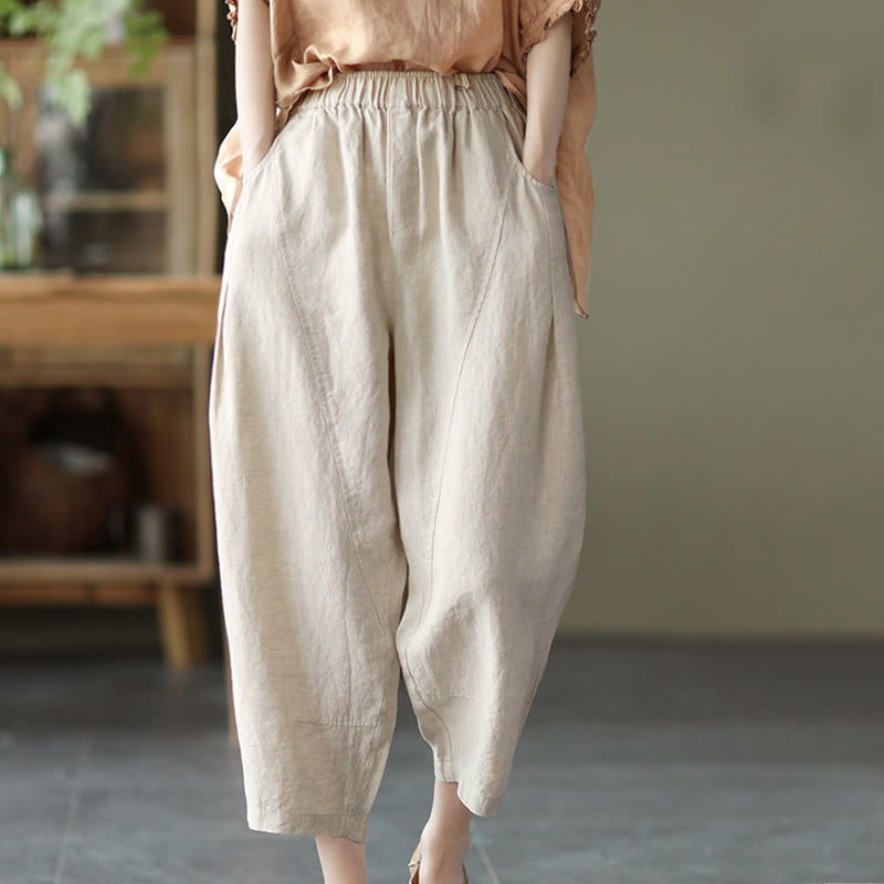 Buddha Stones Summer Casual Splicing Plain Design Women's Harem Pants With Pockets - image 24