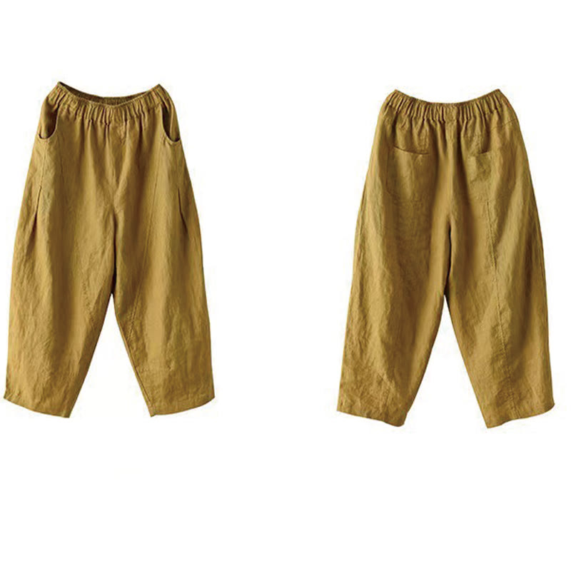 Buddha Stones Summer Casual Splicing Plain Design Women's Harem Pants With Pockets - image 12