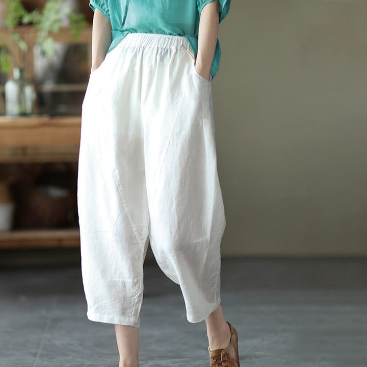 Buddha Stones Summer Casual Splicing Plain Design Women's Harem Pants With Pockets - image 14