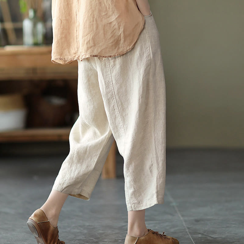Buddha Stones Summer Casual Splicing Plain Design Women's Harem Pants With Pockets - image 24