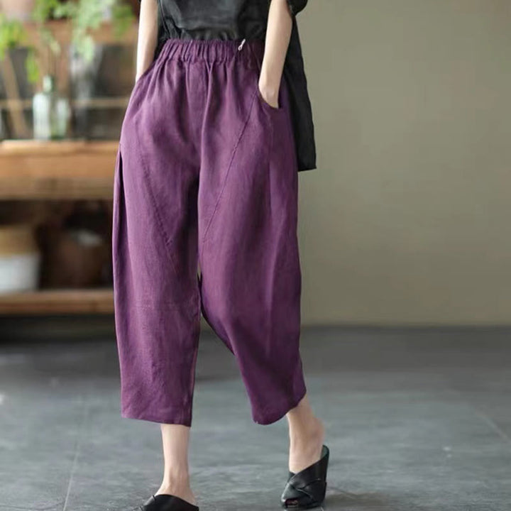 Buddha Stones Summer Casual Splicing Plain Design Women's Harem Pants With Pockets - image 21