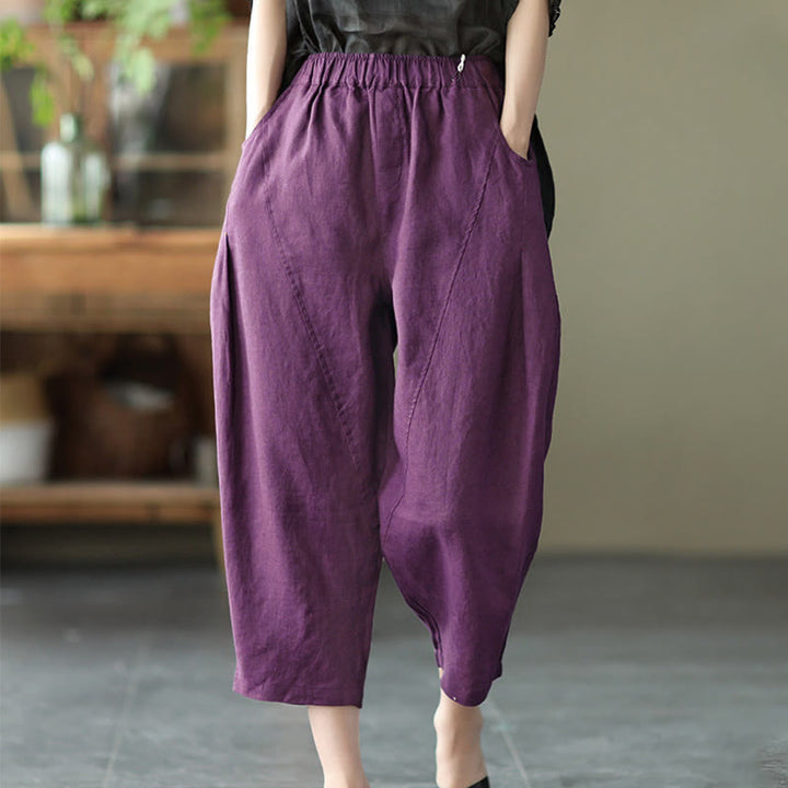 Buddha Stones Summer Casual Splicing Plain Design Women's Harem Pants With Pockets - image 22