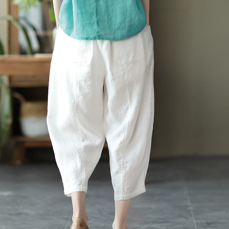 Buddha Stones Summer Casual Splicing Plain Design Women's Harem Pants With Pockets - image 15