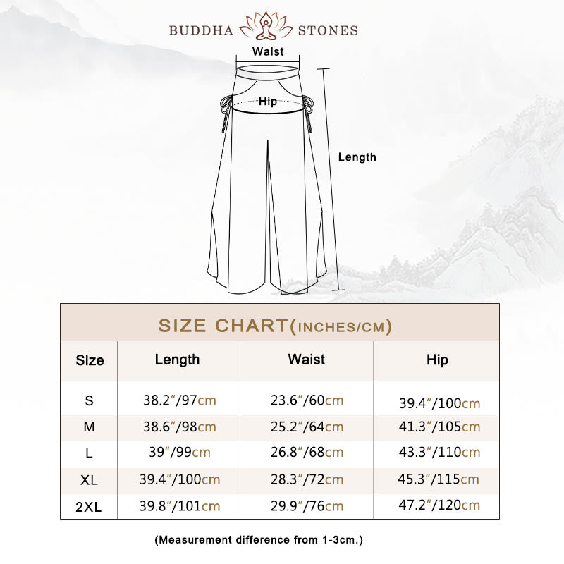 Buddha Stones Solid Color Loose Cotton Linen Wide Leg Pants For Yoga Classical Dance - image 3