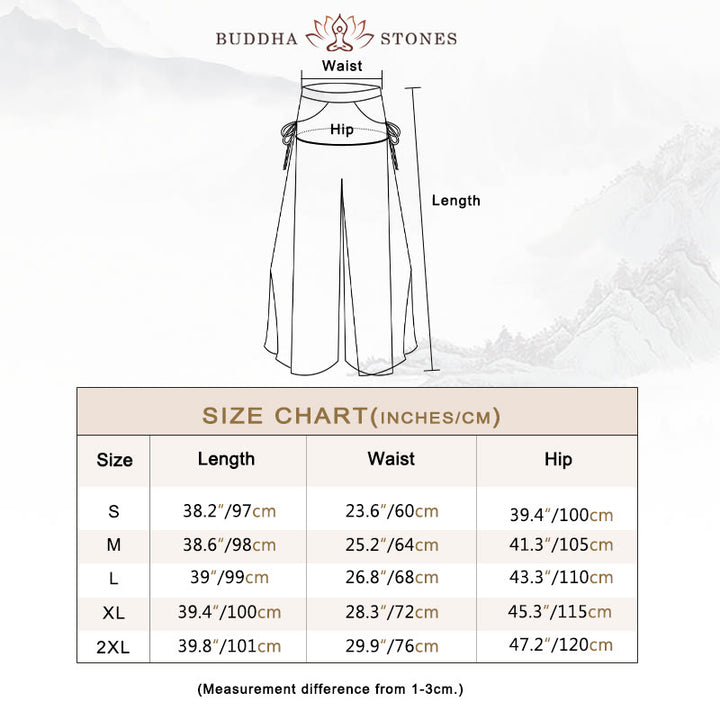 Buddha Stones Solid Color Loose Cotton Linen Wide Leg Pants For Yoga Classical Dance - image 3