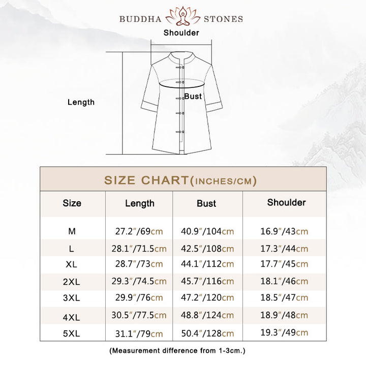 Buddha Stones Frog-Button Chinese Tang Suit Half Sleeve Crane Shirt Jacket Linen Men Clothing - image 4