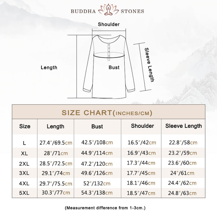 Buddha Stones Round Neck Casual Pleated Long Sleeve Shirt Cotton Linen Women's Shirts - image 4