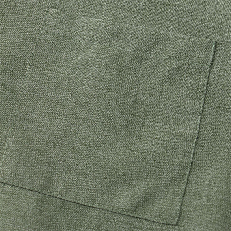 Buddha Stones Summer Men's Button Plain Short Sleeve Cotton Shirt With Pocket - image 5