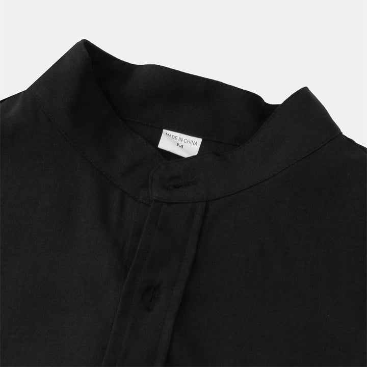 Buddha Stones Summer Men's Button Plain Short Sleeve Cotton Shirt With Pocket - image 9