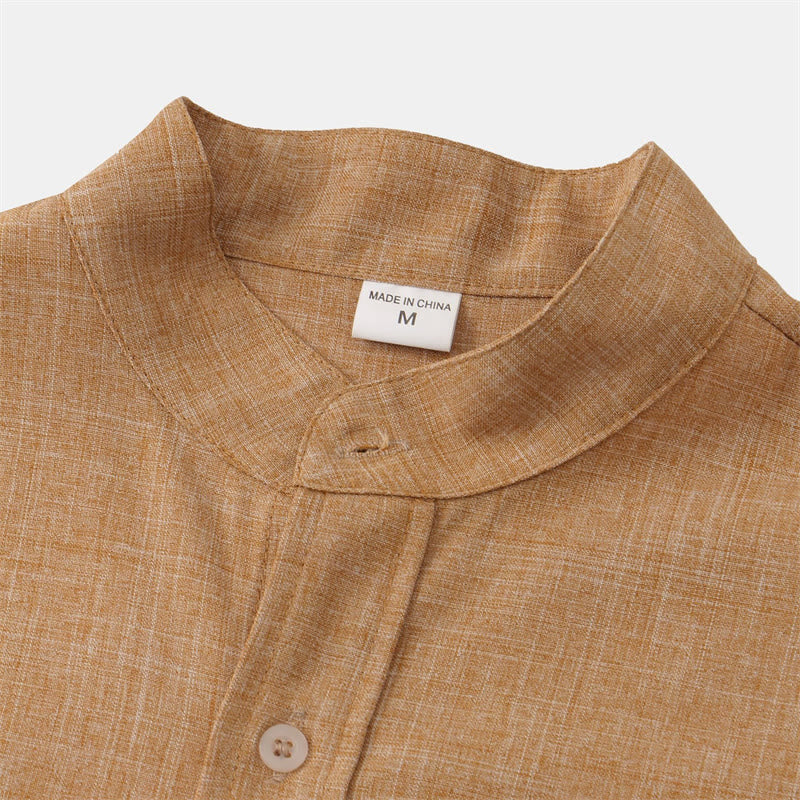 Buddha Stones Summer Men's Button Plain Short Sleeve Shirt With Pocket - image 24