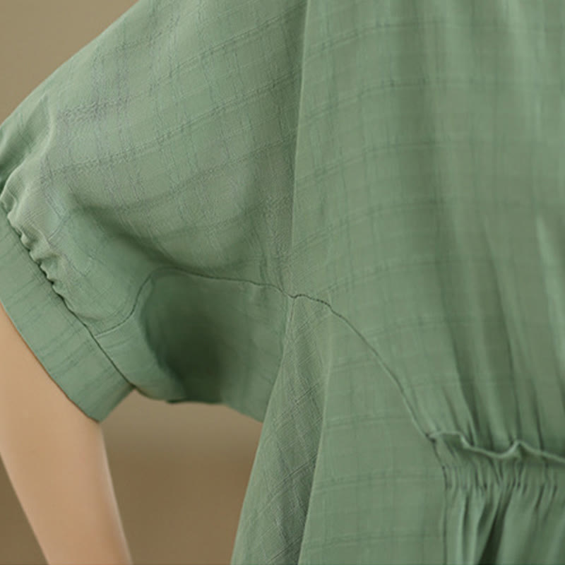 Buddha Stones Casual Solid Color Half Sleeve Half Button Women's T-Shirt - image 22