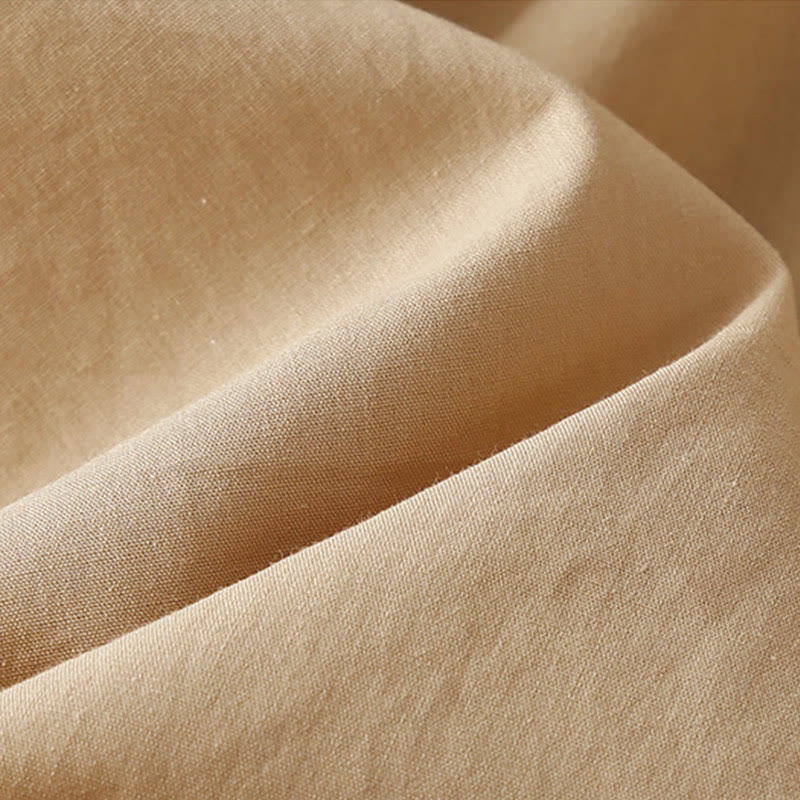 Buddha Stones Casual Pure Color Design Short Sleeve V-Neck Cotton Midi Dress With Pockets - image 17