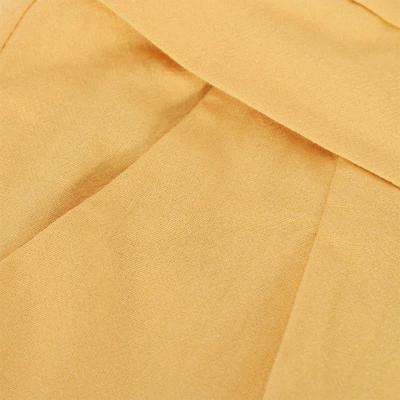 Buddha Stones Retro Casual High Waist Cotton Women's Wide Leg Pants With Pockets - image 3