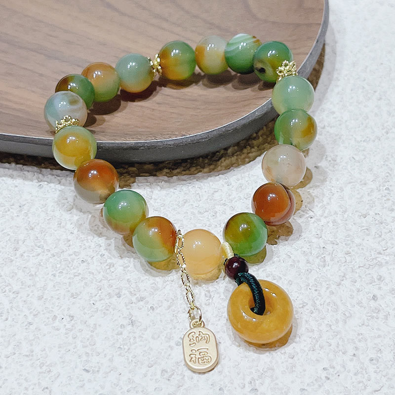 Buddha Stones "May Balance and Safety Be With You"Peacock Agate Bracelet Includes Gift Message Card - image 5
