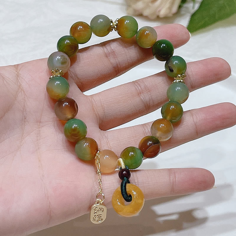 Buddha Stones "May Balance and Safety Be With You"Peacock Agate Bracelet Includes Gift Message Card - image 15