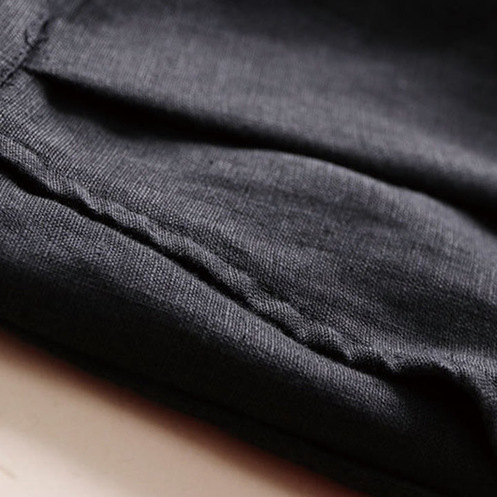 Buddha Stones Commute Solid Color 7-8 Length Cotton Linen Women's Wide Leg Pants With Pockets - image 13