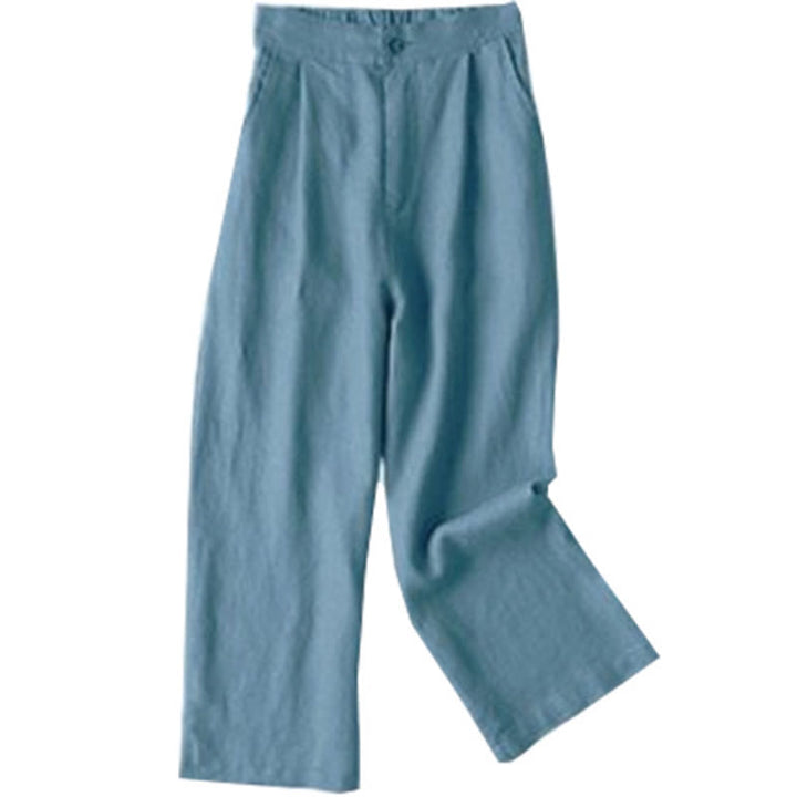 Buddha Stones Commute Solid Color 7-8 Length Women's Wide Leg Pants With Pockets - SteelBlue - US12，UK/AU16，EU44 (3XL) - image 19