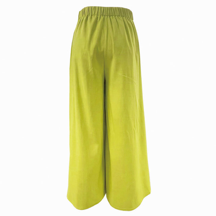 Buddha Stones Spring Casual Retro Plain Drawstring Women's Wide Leg Pants With Pockets - image 3