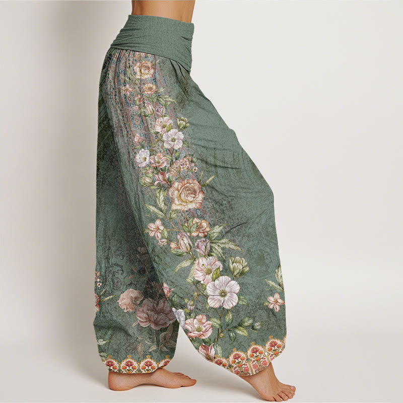 Buddha Stones Ethnic Floral Ethnic Totem Pattern Women's Elastic Waist Harem Pants - image 2