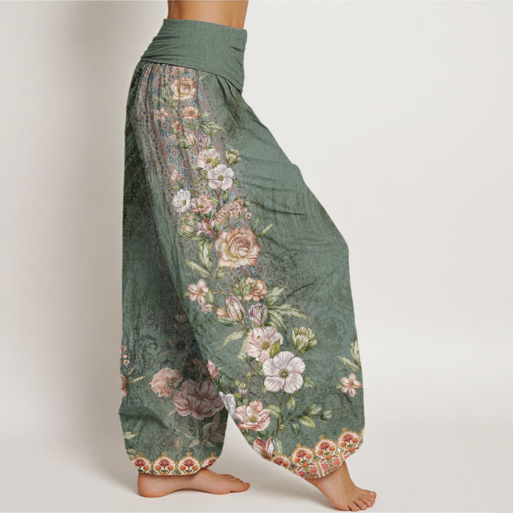 Buddha Stones Ethnic Floral Ethnic Totem Pattern Women's Elastic Waist Harem Pants - image 3