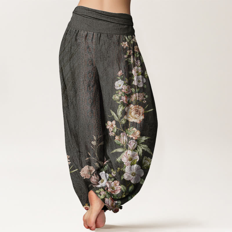 Buddha Stones Cotton Ethnic Floral Ethnic Totem Pattern Women's Elastic Waist Harem Pants - image 8
