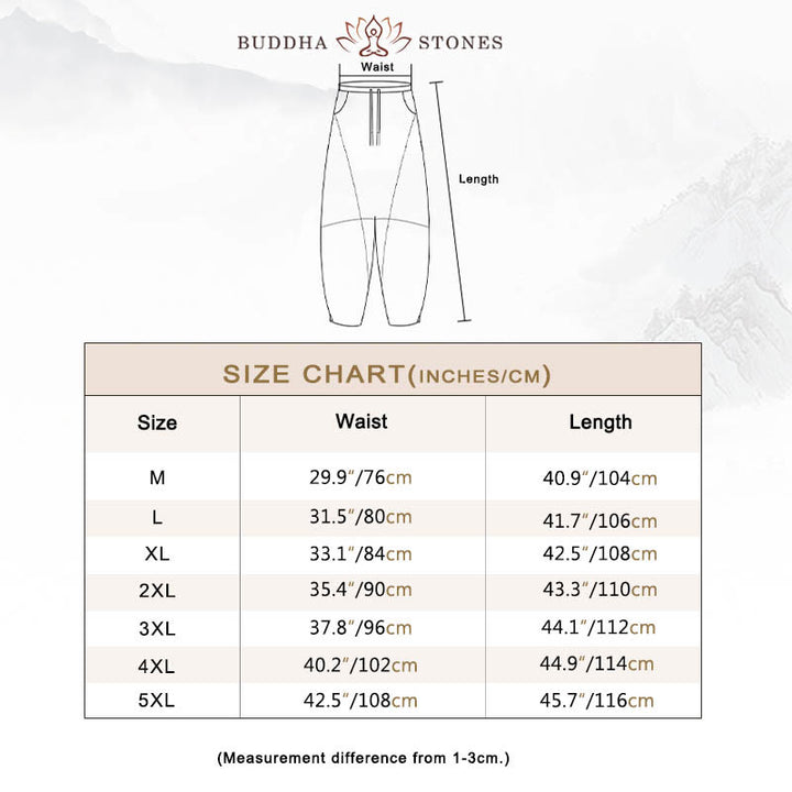 Buddha Stones Casual Men's Solid Color Cotton Drawstring Pants With Pockets - image 3