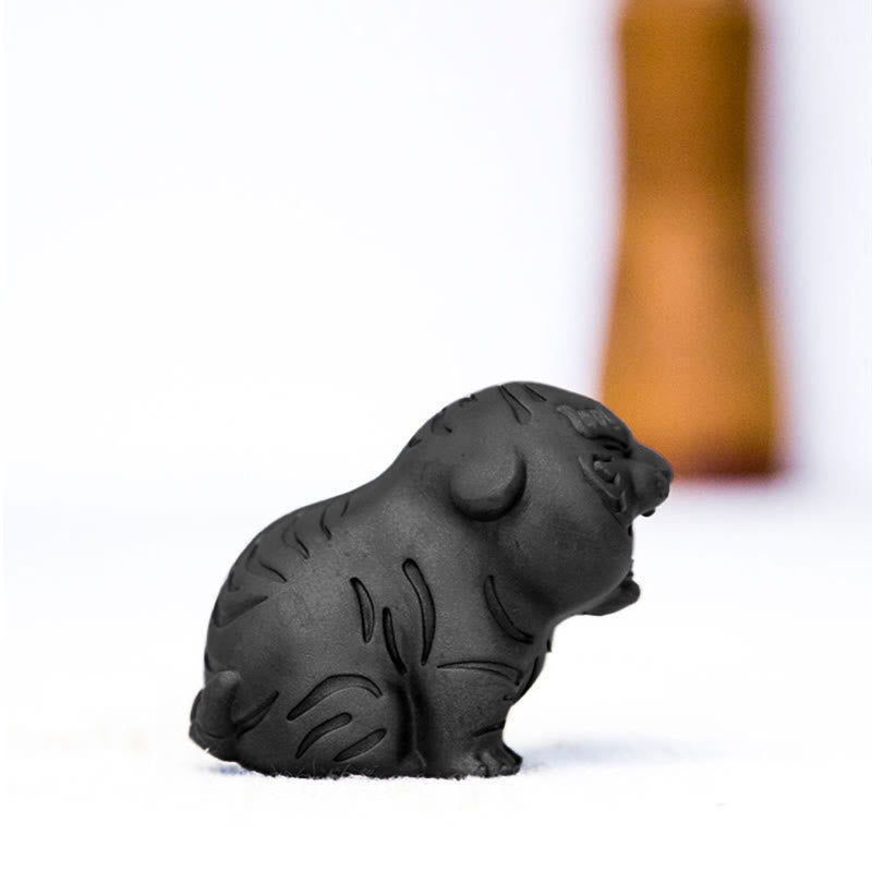 Buddha Stones Mini Cute Tiger Iron Powder Rust Cast Resin Statue Home Decoration