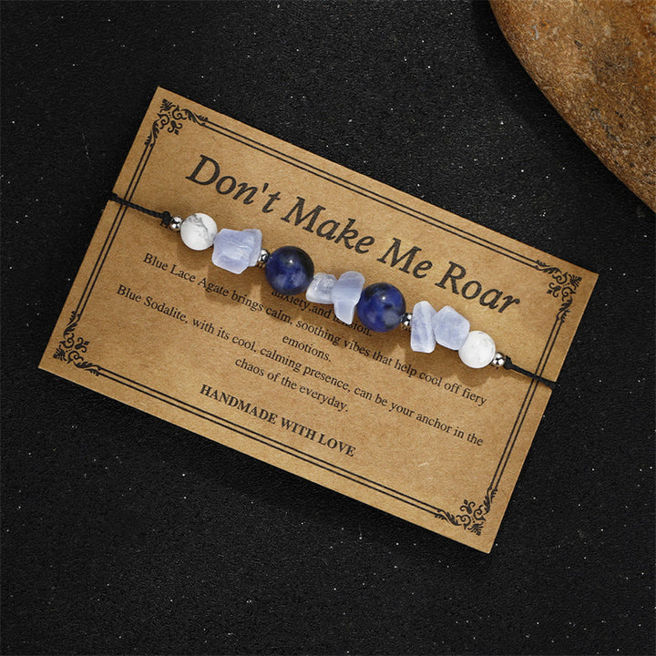 Buddha Stones Don't Make Me Roar Purple Agate Blue Lace Agate Blue Sodalite Protection Bracelet