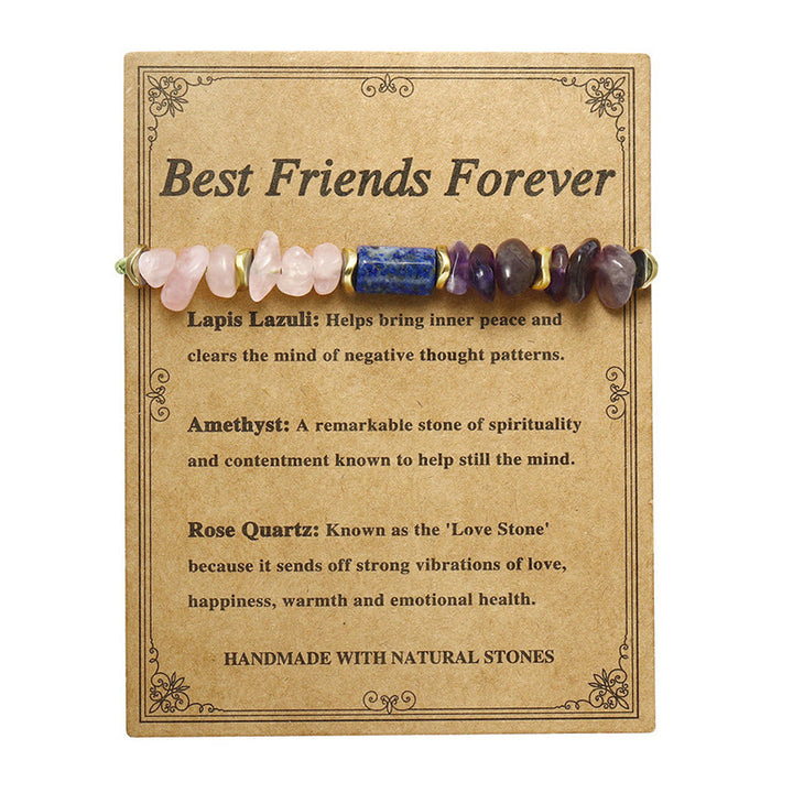 Buddha Stones Best Friends Forever Amethyst Rose Quartz Lazurite Lapis Lazuli Spiritual Bracelet - image 13