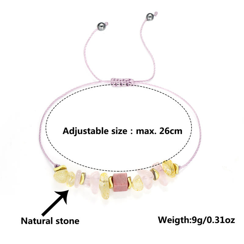 Buddha Stones Thank You Rose Quartz Citrine Rhodonite Passionate Bracelet