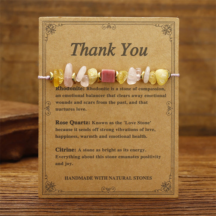 Buddha Stones Thank You Rose Quartz Citrine Rhodonite Passionate Bracelet