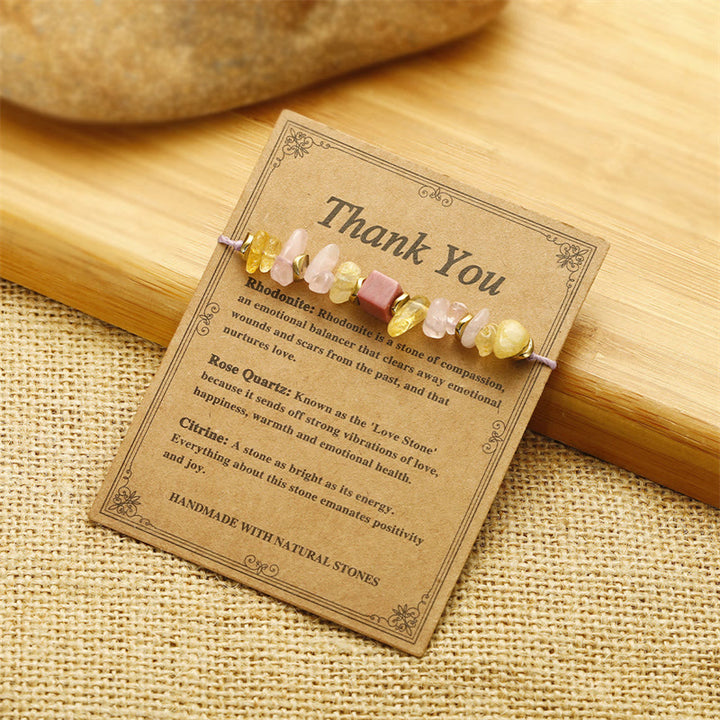 Buddha Stones Thank You Rose Quartz Citrine Rhodonite Passionate Bracelet