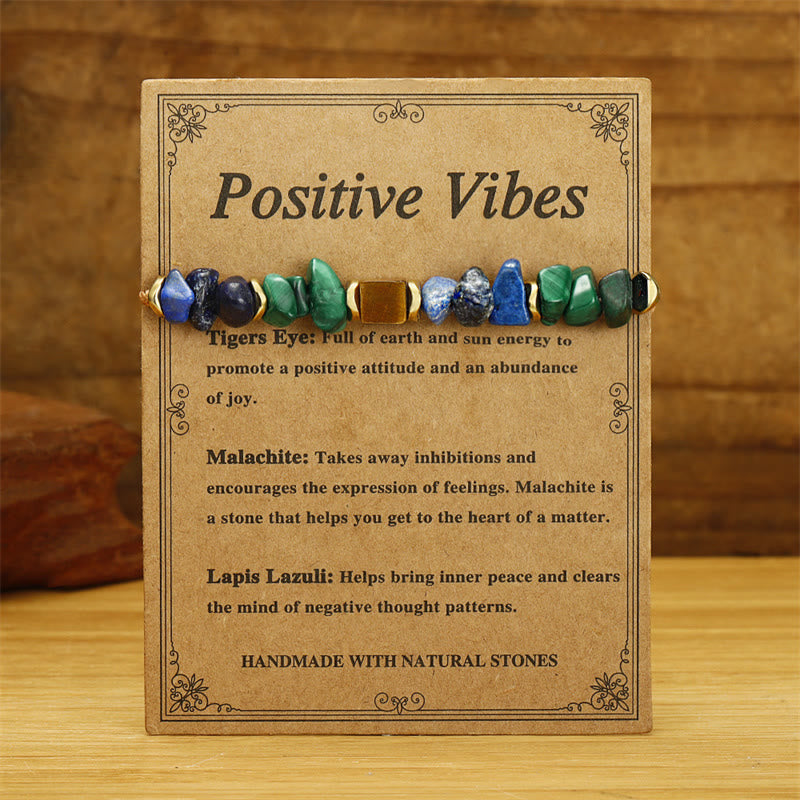 Buddha Stone Positive Vibes Malachite Tiger's Eye Lazurite Lapis Lazuli Anti-anxiety Bracelet - image 1