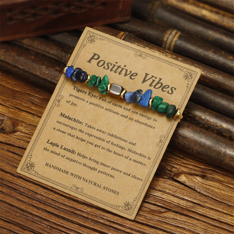 Buddha Stone Positive Vibes Malachite Tiger's Eye Lazurite Lapis Lazuli Anti-anxiety Bracelet - image 2