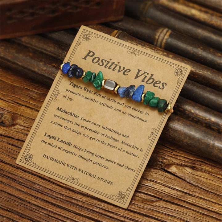 Buddha Stone Positive Vibes Malachite Tiger's Eye Lazurite Lapis Lazuli Anti-anxiety Bracelet - image 2
