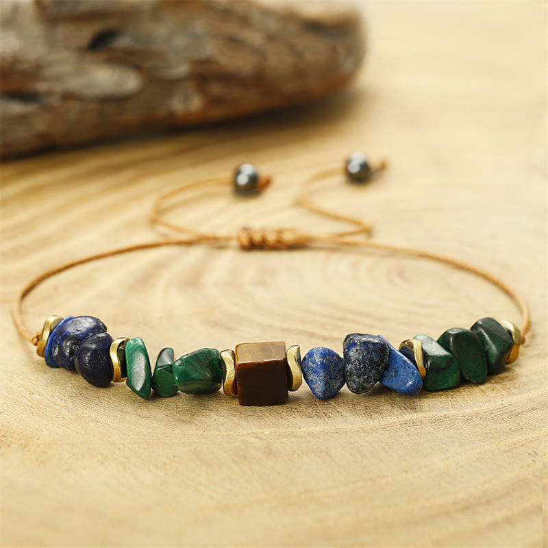 Buddha Stone Positive Vibes Malachite Tiger's Eye Lazurite Lapis Lazuli Anti-anxiety Bracelet - image 3