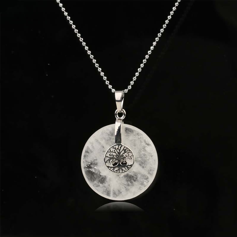 Buddha Stones Various Crystal Rose Quartz Green Aventurine Amethyst The Tree of Life Kindness Necklace Pendant - White Crystal - image 10