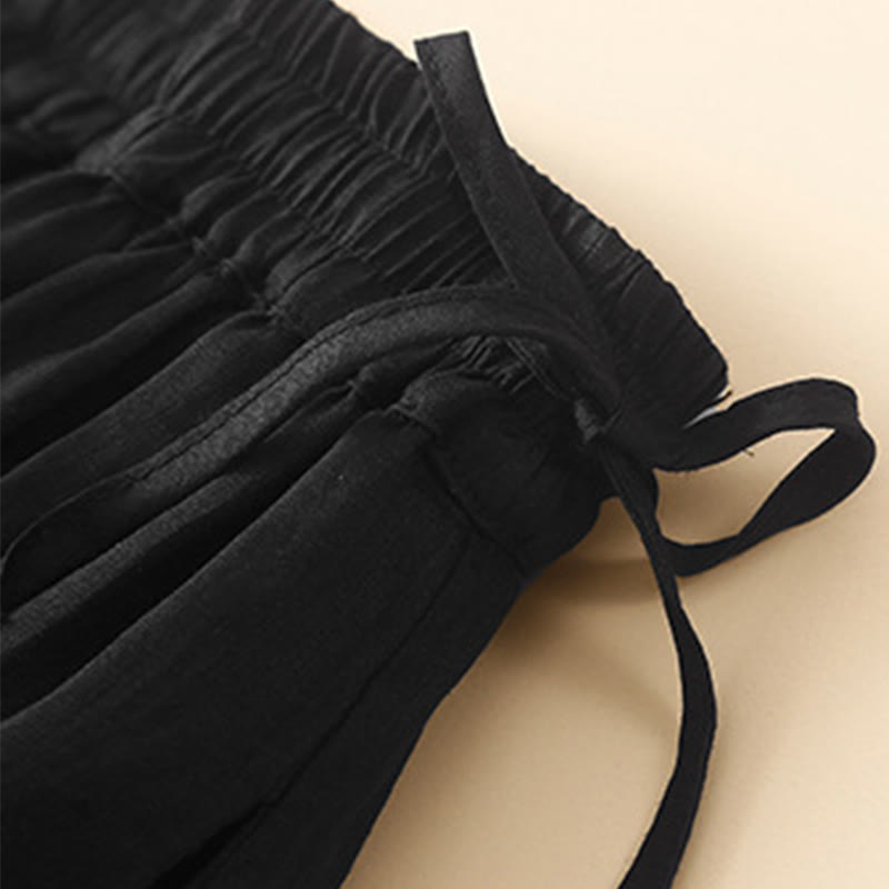 Buddha Stones Plain Lace Up Elastic Waist Women's Skirt With Pockets - image 19