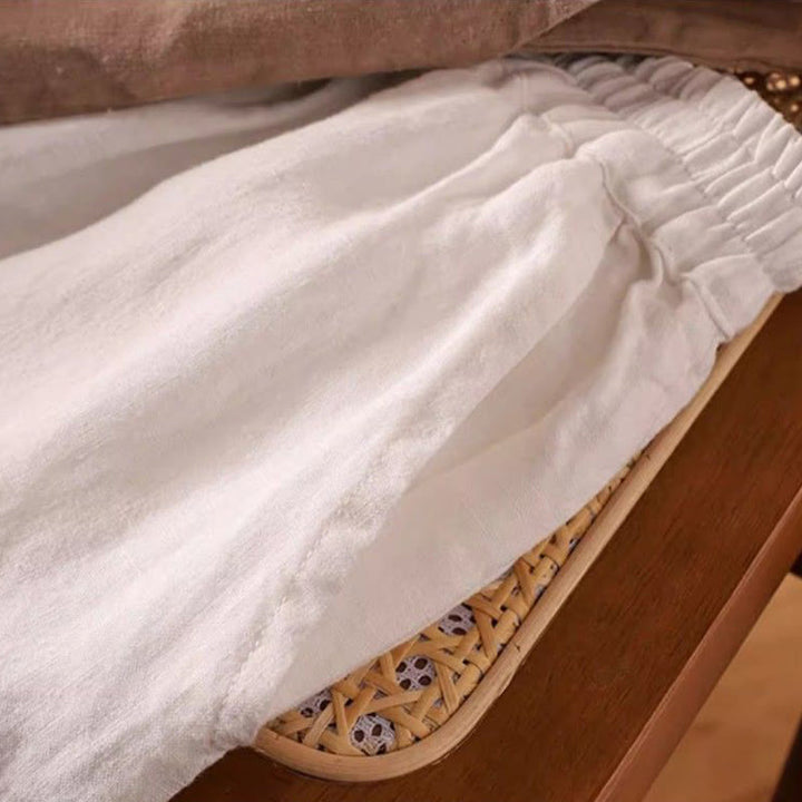 Buddha Stones Casual Plain High Waist Cotton Linen Women's Harem Pants With Pockets - image 12