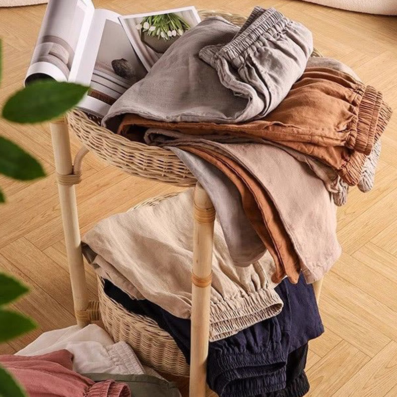 Buddha Stones Casual Plain High Waist Cotton Linen Women's Harem Pants With Pockets - image 13