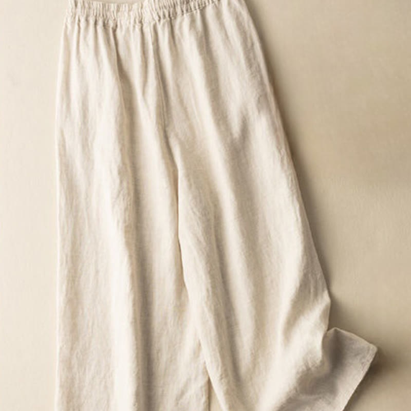 Buddha Stones Casual Embroidery Bohemian Pattern Drawstring Women's Wide Leg Pants With Pockets - image 1