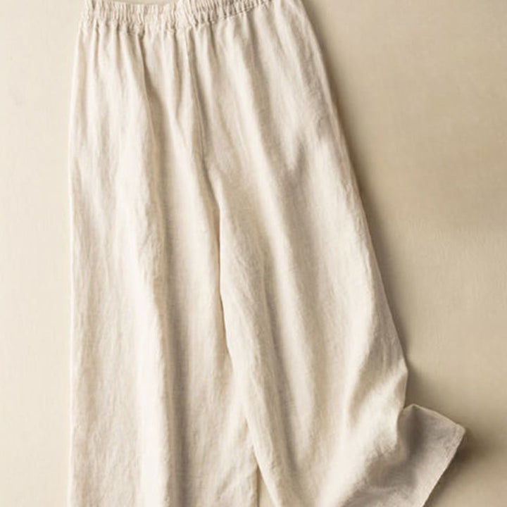 Buddha Stones Casual Embroidery Bohemian Pattern Drawstring Women's Wide Leg Pants With Pockets - image 1