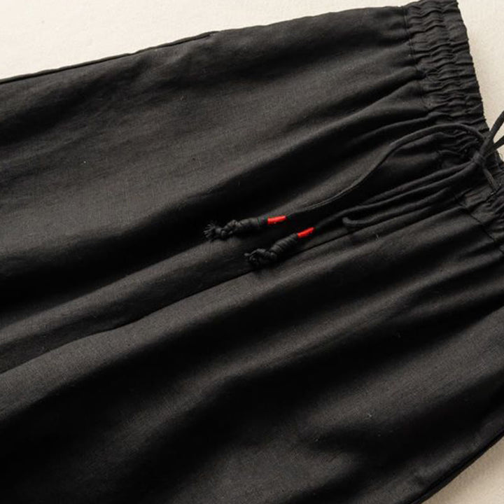 Buddha Stones Casual Embroidery Bohemian Pattern Drawstring Women's Wide Leg Pants With Pockets - image 9