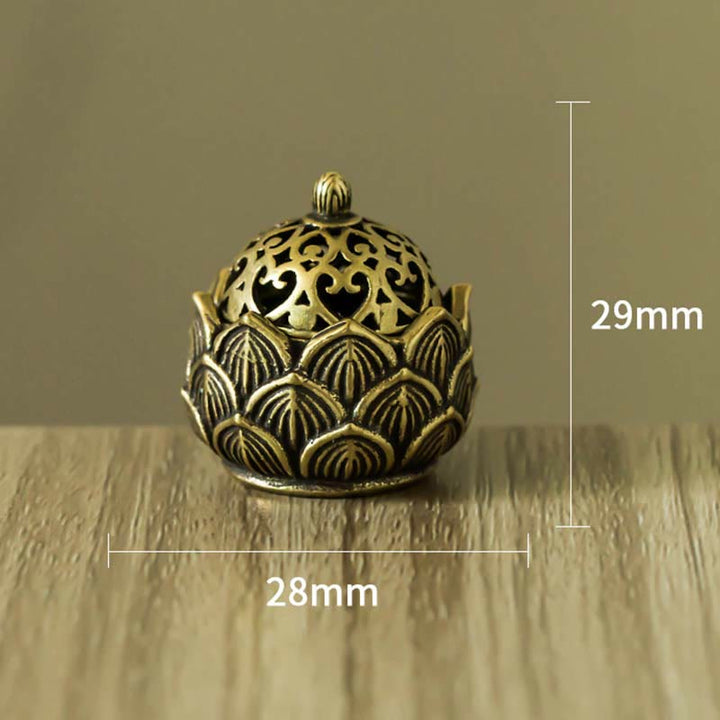 Tibetan Mini Lotus Pattern Meditation Copper Incense Burner - image 7
