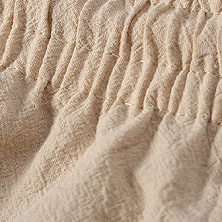 Buddha Stones 2Pcs Solid Color Frog-Button Tang Suit Cotton Linen Short Sleeve Pants Clothing Men's Set - image 11